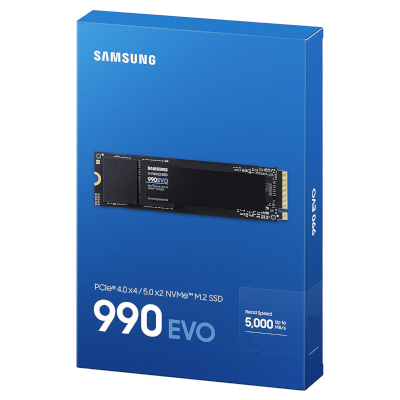 Disque SSD Samsung 990 EVO - 2 To - MZ-V9E2T0BW - PCIe 4.0x4 - compatible PCIe 5.0x2 - NVMe 2.0 - vitesse de lecture jusqu'à 5000 Mo/s - contrôle thermique intelligent